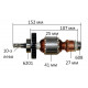 Якір (ротор)  шліфувальної машини Makita 9046 оригінал 516213-8(152*41 10-з ліво)