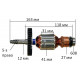 Якорь сабельной пилы Makita JR3050T оригинал 513598-3 (163*41 5-з право конус)