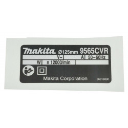 Наклейка болгарки УШМ Makita 9565CVR оригінал 866168-0