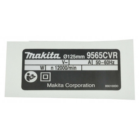 Наклейка болгарки УШМ Makita 9565CVR оригинал 866168-0