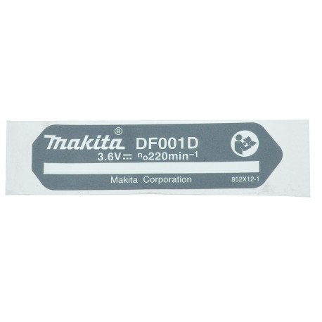 Наклейка викрутки акумуляторної Makita DF001D оригінал 852X12-1