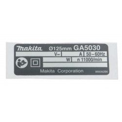 Этикетка с характеристиками болгарки УШМ Makita GA5030 оригинал 866062-6