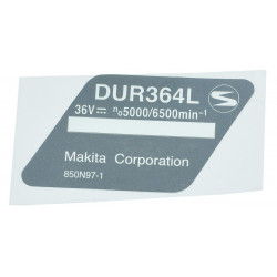 Наклейка триммера Makita DUR364L оригинал 850N97-1