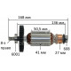 Якорь дисковой пилы Makita HS7010/HS7611 оригинал 515433-1 (168*41 8-з право)