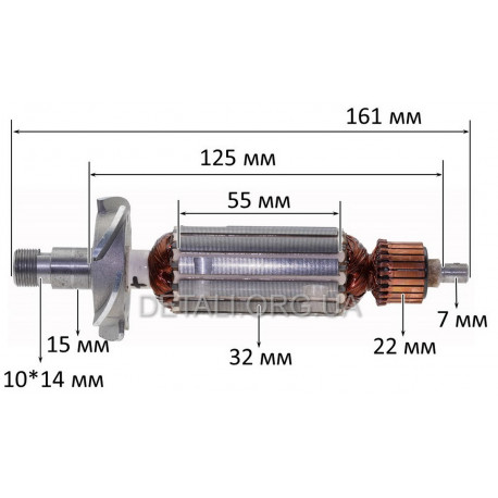 Якір фрезер Makita 3703 (161*32 цанга 14) аналог 511918-5