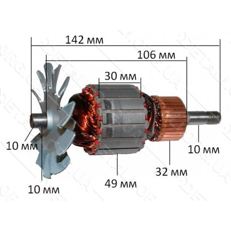 Якір стрічкова шліфмашина Makita 9924DB (142 * 49 посадка 10мм) аналог 513294-3