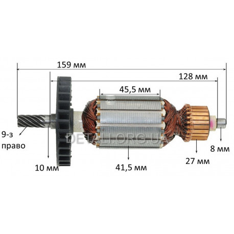 Якір пила дискова Makita 5806R (159*41,5 9-з / право) аналог 516489-7