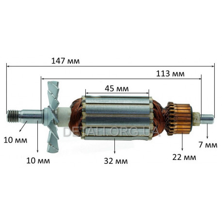 Якорь рубанка Makita 1901 (147*32 посадка 10мм) аналог 511938-9