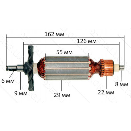 Якорь болгарки Maktec (Makita) 954 ( 152*32 шпонка 7,5мм) аналог 510181-7