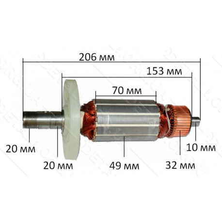 Якір фрезер Makita 3612BR (206 * 49 цанга 20) аналог 514823-5