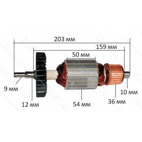 Якір болгарки Makita 9047F / 9049S / 9049/9047 / (new) (203 * 54 шліц 9мм) аналог 516708-1