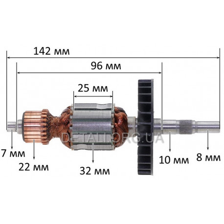 Якір шліфувальна машина Makita BO3700 (142*32 8 мм вн.різьба) аналог 517339-9