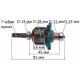 Якорь гайковерта аккумуляторного Makita BTD123F/6980FD (81*28мм/7 зубов прямо) оригинал 619084-3