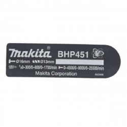 Фірмова табличка з основними характеристиками BO45 Makita (Макита) оригінал 863735-2