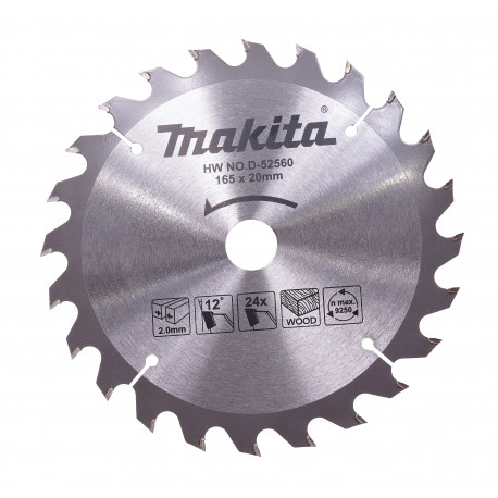 Пильный диск по дереву 20*165 мм 24T Makita оригинал D - 52560