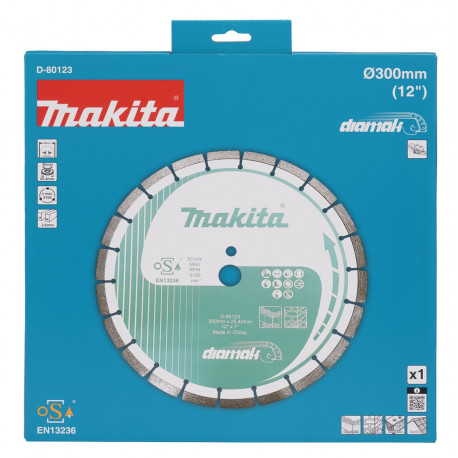 Алмазный диск по бетону сегмент 300x25,4 мм D-80123 Makita оригинал