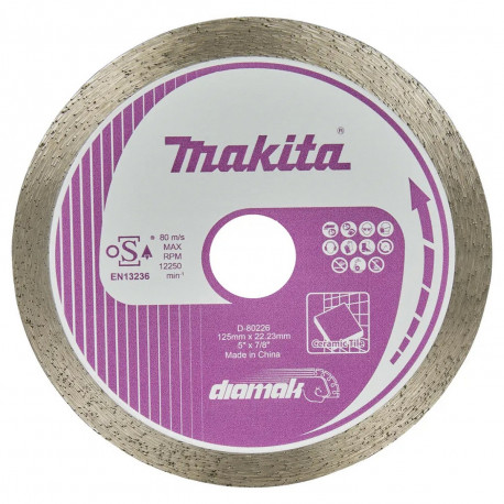 Алмазный диск по керамике сплошной 125x22,23 мм D-80226 Makita оригинал