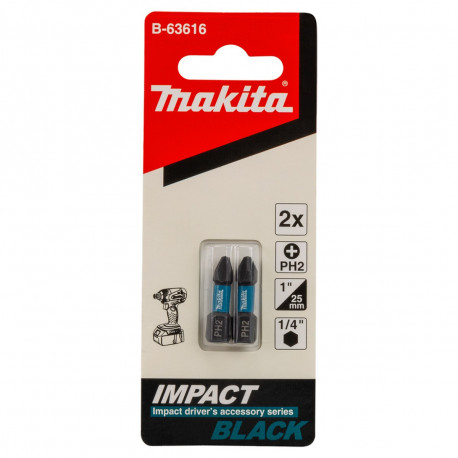 Бита PH2 25 мм Impact Black 2 шт. B-63616 Makita оригинал