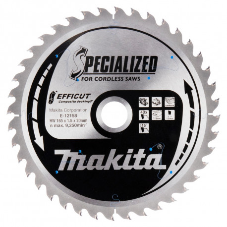 Диск ТСТ по дереву 165мм x 20мм x 40T E-12158 Makita оригинал