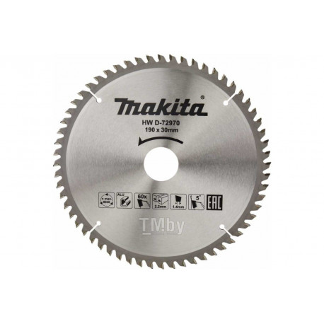 Диск пильный по алюминию 190x30x60T TCT D-72970 Makita оригинал