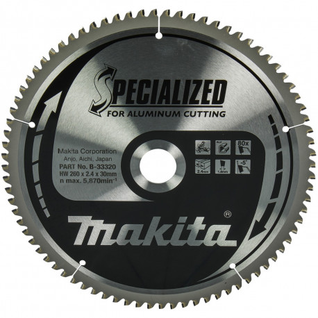 Диск пильный по алюминию SPECIALIZED 260х30 мм 80Т B-33320 Makita оригинал