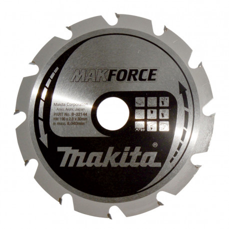 Диск пильный по древесине MAKForce 190x30 мм 12T B-32144 Makita оригинал