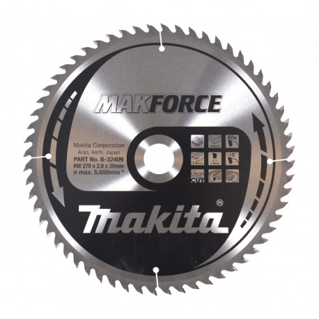 Диск пильный по древесине MAKForce 270x30 мм 60Т B-32409 Makita оригинал