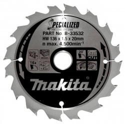 Диск пильный по древесине для акум. пыль SPECIALIZED 136x20 мм 16T B-33532 Makita оригинал