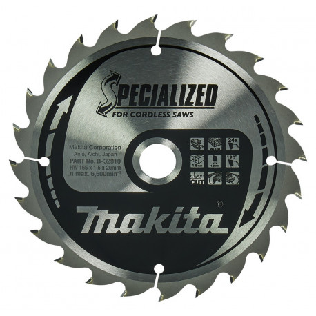 Диск пильный по древесине для акум. пыль Specialized 165x20 мм 24T B-32910 Makita оригинал