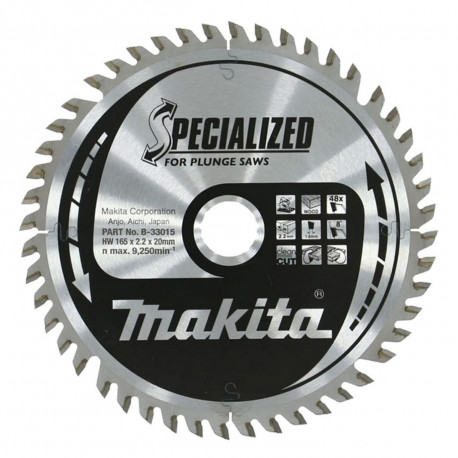 Диск пильный по древесине для погружных пил SPECIALIZED 165x20 мм 48T B-33015 Makita оригинал