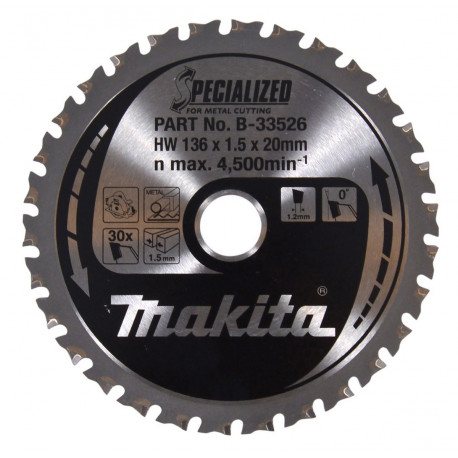 Диск пильный по металлу Specialized 136x20 мм 30T B-33526 Makita оригинал