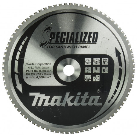 Диск пильный сэндвич панелей Specialized 355x30 мм 80T B-33607 Makita оригинал