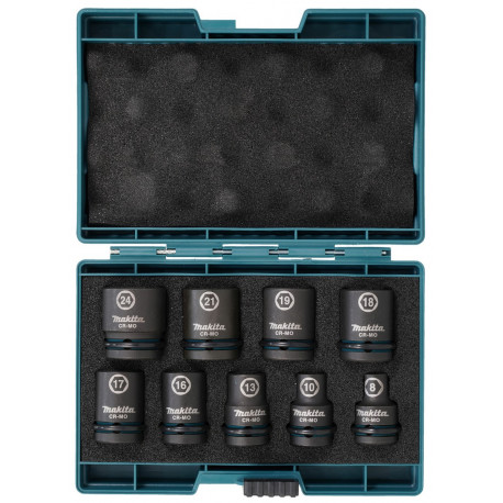 Набор ударных головок Impact Black 9шт. (8,10,13,16,17,18,19,21,24 мм) E-16564 Makita оригинал