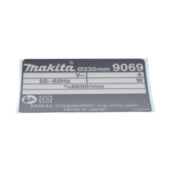 Фірмова табличка з основними характеристиками 906 Makita (Макита) оригінал 859833-8