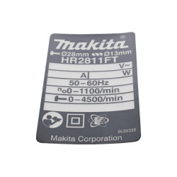 Фірмова табличка з основними характеристиками HR28 Makita (Макита) оригінал 863933-8