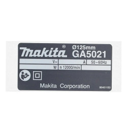 Фірмова табличка з основними характеристиками GA Makita (Макита) оригінал 864611-3