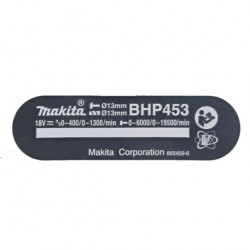 Идентификационная этикетка BHP453 Makita (Макита) оригинал 865459-6