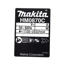 Идентификационная этикетка HM0870C Makita (Макита) оригинал 867390-2