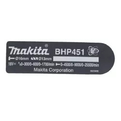 Табличка "Комплект мов L" Makita (Макита) оригінал W302000231