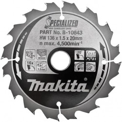 Диск пильный по дереву для а. пыль SPECIALIZED 136x20 мм 16T Makita (Макита) оригинал B-10643