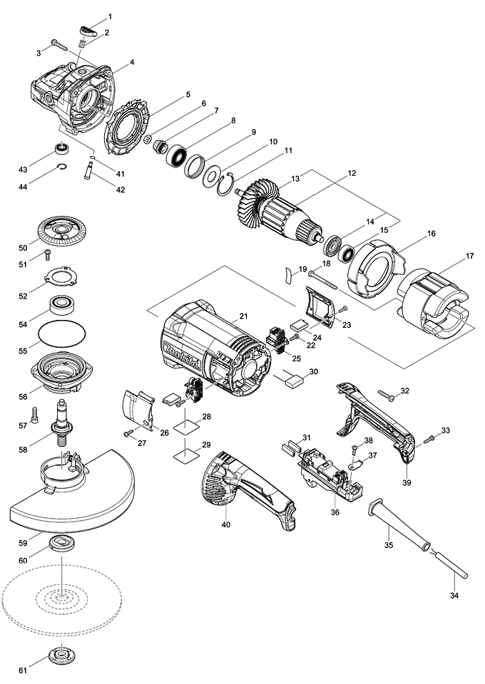 Запчасти для Макита GA5030 (GA 5030)